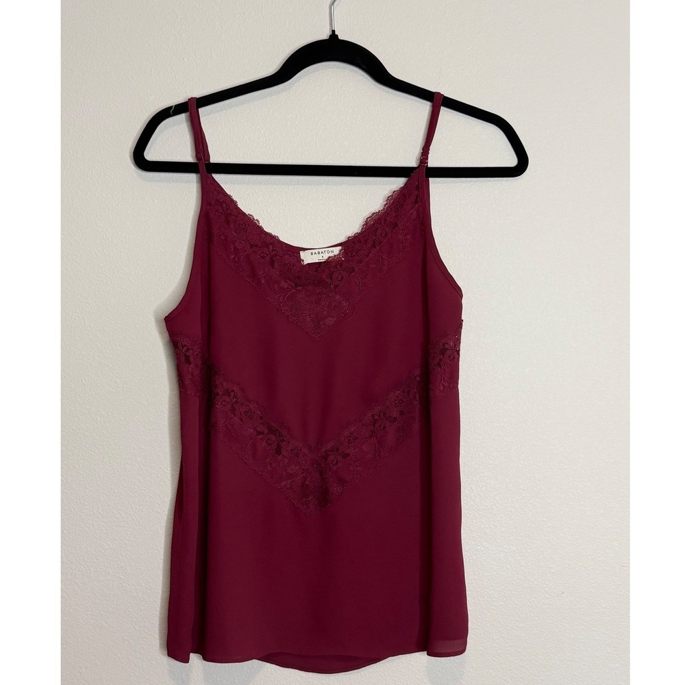 Babaton Burgundy Lace Camisole Tank Sz S